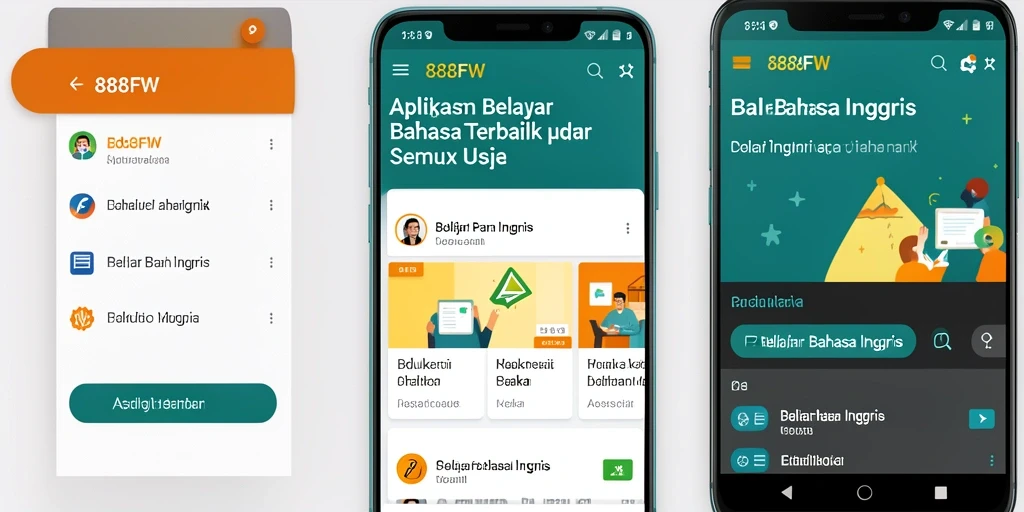 Tampilan antarmuka user-friendly aplikasi Belajar Bahasa Inggris.
