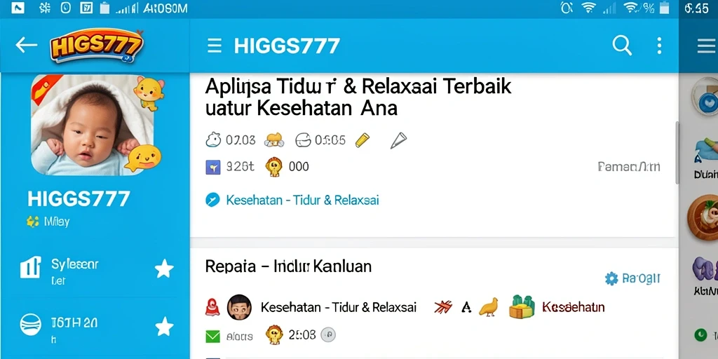 Antarmuka aplikasi HIGGS777 yang menenangkan untuk tidur dan relaksasi.