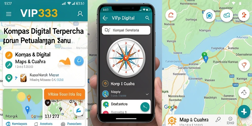 Antarmuka VIP333 menampilkan kompas digital yang jelas dan fungsional.