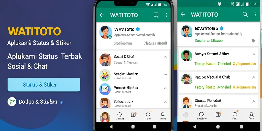 Antarmuka WATITOTO menampilkan berbagai stiker menarik untuk chatting.