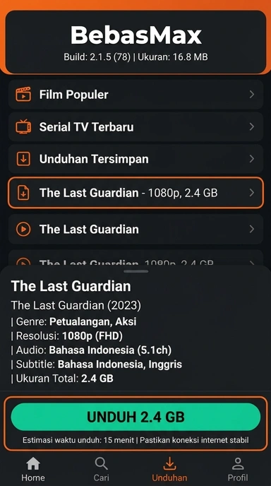 Tampilan halaman APK bebasmax