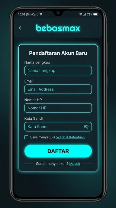 Tampilan halaman daftar bebasmax