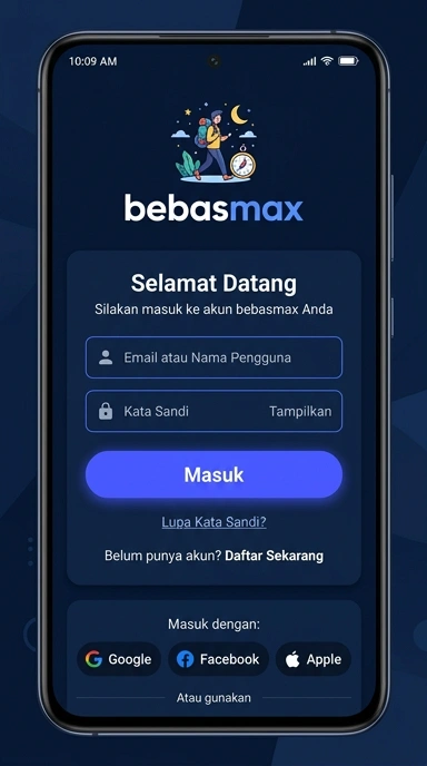Tampilan halaman login bebasmax